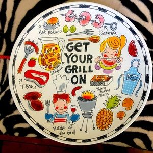 BLOND AMSTERDAM “GET YOUR GRILL ON” approx 10.5” circumference Whimsical Plate.